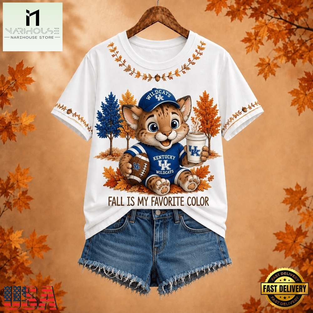 Kentucky Wildcats NCAA Fall Is My Favorite Color Football Unisex 3D Shirt, NCAA College 3D Shirt Kentucky Wildcats NCAA Fall Is My Favorite Color Football Unisex 3D Shirt, NCAA College 3D Shirt