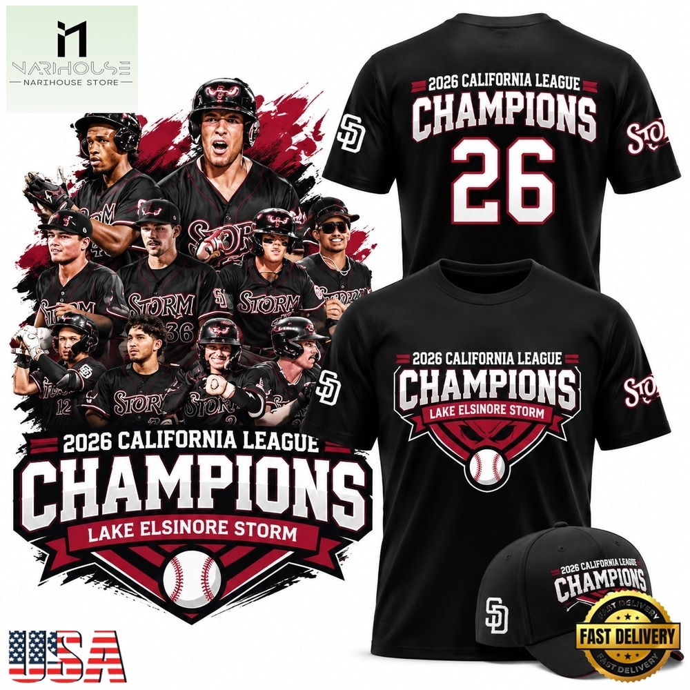 Lake Elsinore Storm 2026 California League Champions Black T Shirt, Hot 3D Shirt Trend Lake Elsinore Storm 2026 California League Champions Black T Shirt, Hot 3D Shirt Trend