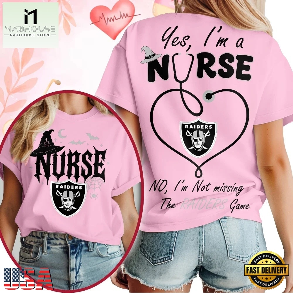 Las Vegas Raiders NFL Night Shift Never Misses Game Day Halloween Nurse Unisex 3D Shirt, NFL Sporty Shirt Las Vegas Raiders NFL Night Shift Never Misses Game Day Halloween Nurse Unisex 3D Shirt, NFL Sporty Shirt