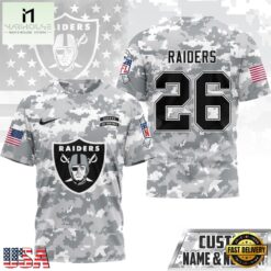 Las Vegas Raiders NFL Salute to Service Custom Name & Number Camo 3D Shirt, NFL Sporty Shirt Las Vegas Raiders Nfl Salute TO Service Custom Name Number Camo 3D Shirt