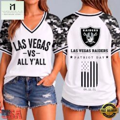 Las Vegas Raiders NFL vs All Y' All United We Stand V Neck T Shirt, Trendy NFL V Neck Tee Las Vegas Raiders Nfl VS All Y All United WE Stand V Neck T Shirt