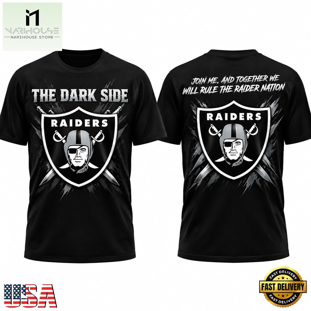 Las Vegas Raiders The Dark Side Dark Raiders 2026 Special New T Shirt, Hot 3D Shirt Trend Las Vegas Raiders The Dark Side Dark Raiders 2026 Special New T Shirt, Hot 3D Shirt Trend