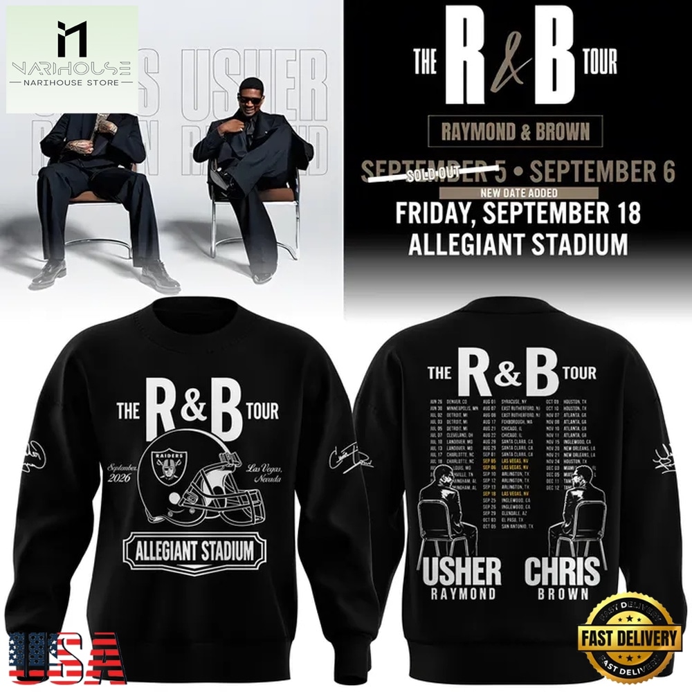 Las Vegas Raiders x Usher and Chris Brown The R&B Tour 2026 Sweatshirt, Popular 3D Music Tee Las Vegas Raiders x Usher and Chris Brown The R&B Tour 2026 Sweatshirt, Popular 3D Music Tee