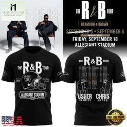 Las Vegas Raiders x Usher and Chris Brown The R&B Tour 2026 T Shirt, Popular 3D Music Tee Las Vegas Raiders X Usher And Chris Brown The R B Tour 2026 T Shirt