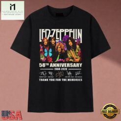 Led Zeppelin 58th Anniversary 1968 2026 Thank You For The Memories T Shirt, Music Fan 2D Shirt Led Zeppelin 58th Anniversary 1968 2026 Thank You For The Memories T Shirt