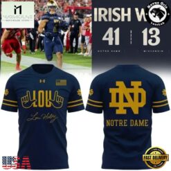 Limited Edition For Lou Notre Dame Fighting Irish Football Navy T Shirt, Hot 3D Shirt Trend Limited Edition For Lou Notre Dame Fighting Irish Football Navy T Shirt