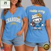 Los Angeles Chargers NFL Hello Kitty Football V Neck T Shirt, Trendy NFL V Neck Tee Los Angeles Chargers Nfl Hello Kitty Football V Neck T Shirt