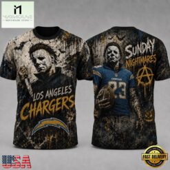 Los Angeles Chargers NFL Michael Myers Sunday Nightmares Horror Halloween 3D T Shirt, NFL Sporty Shirt Los Angeles Chargers Nfl Michael Myers Sunday Nightmares Horror Halloween 3D T Shirt