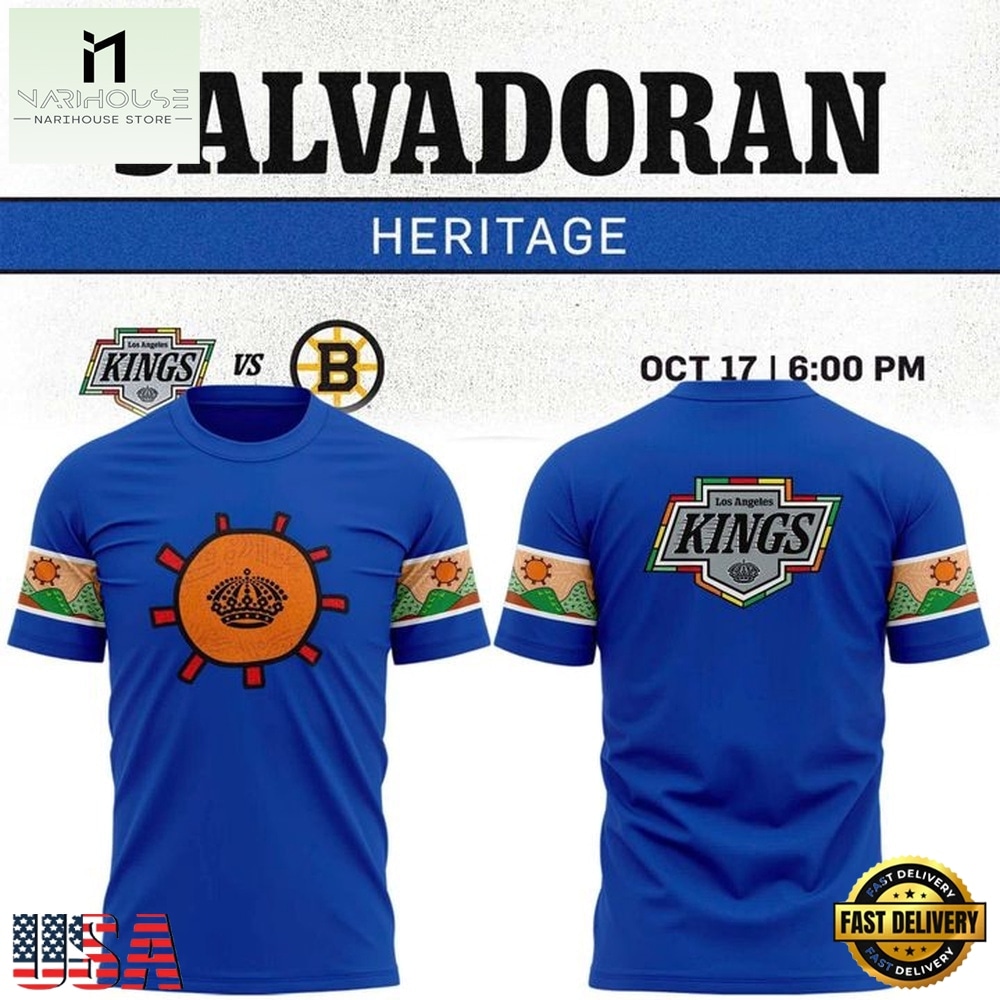 Los Angeles Kings Salvadoran Heritage Limited Edition 2026 T Shirt, Hot 3D Shirt Trend Los Angeles Kings Salvadoran Heritage Limited Edition 2026 T Shirt