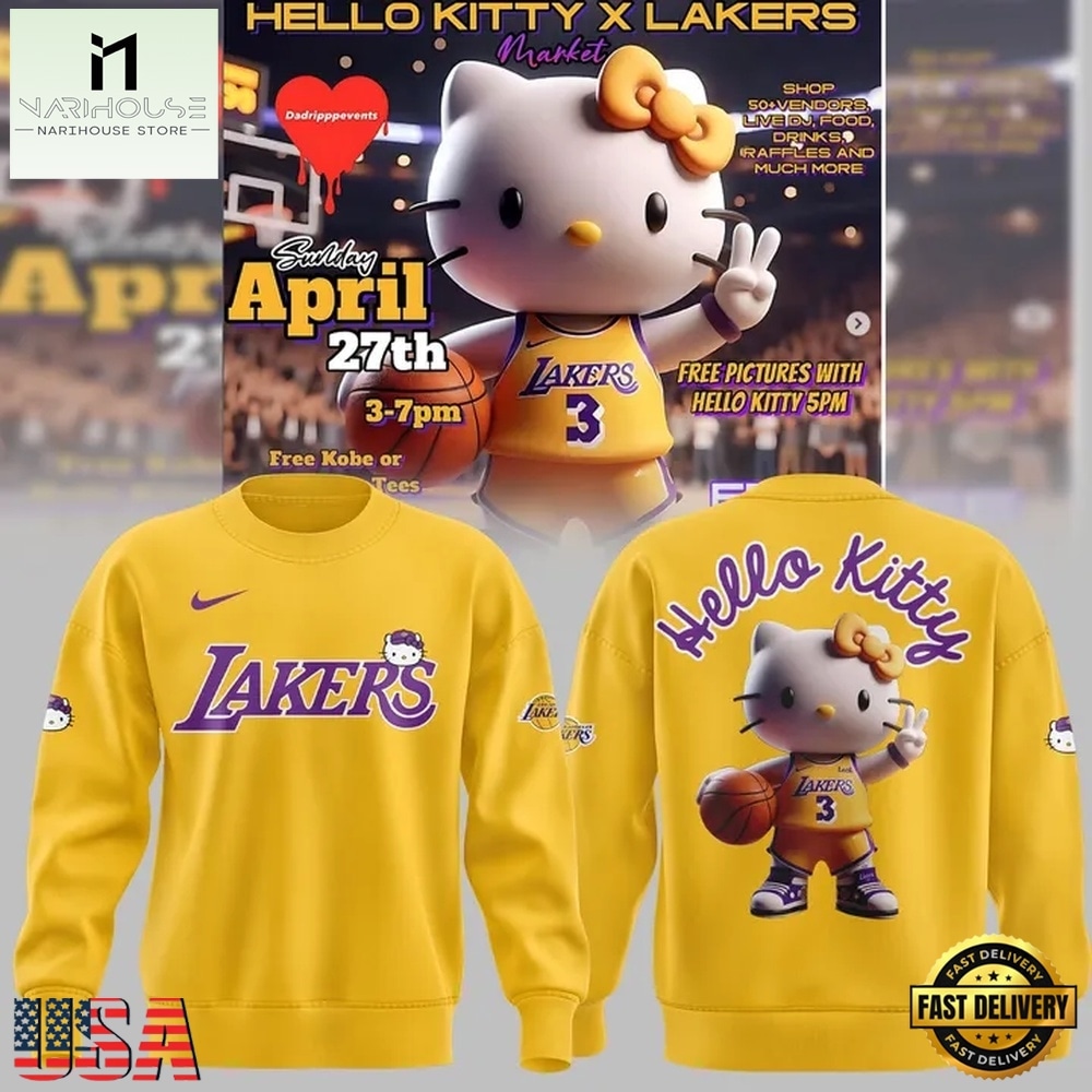 Los Angeles Lakers x Hello Kitty Limited Edition 2026 Sweatshirt, Hot 3D Shirt Trend Los Angeles Lakers x Hello Kitty Limited Edition 2026 Sweatshirt, Hot 3D Shirt Trend