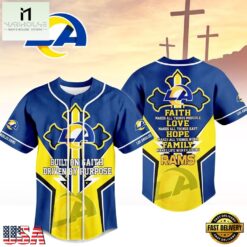 Los Angeles Rams NFL Blessed Beyond The Score Baseball Jersey, NFL Game Day Jersey Los Angeles Rams Nfl Blessed Beyond The Score Baseball Jersey