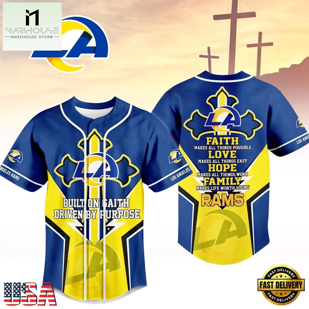 Los Angeles Rams NFL Blessed Beyond The Score Baseball Jersey, NFL Game Day Jersey Los Angeles Rams NFL Blessed Beyond The Score Baseball Jersey, NFL Game Day Jersey