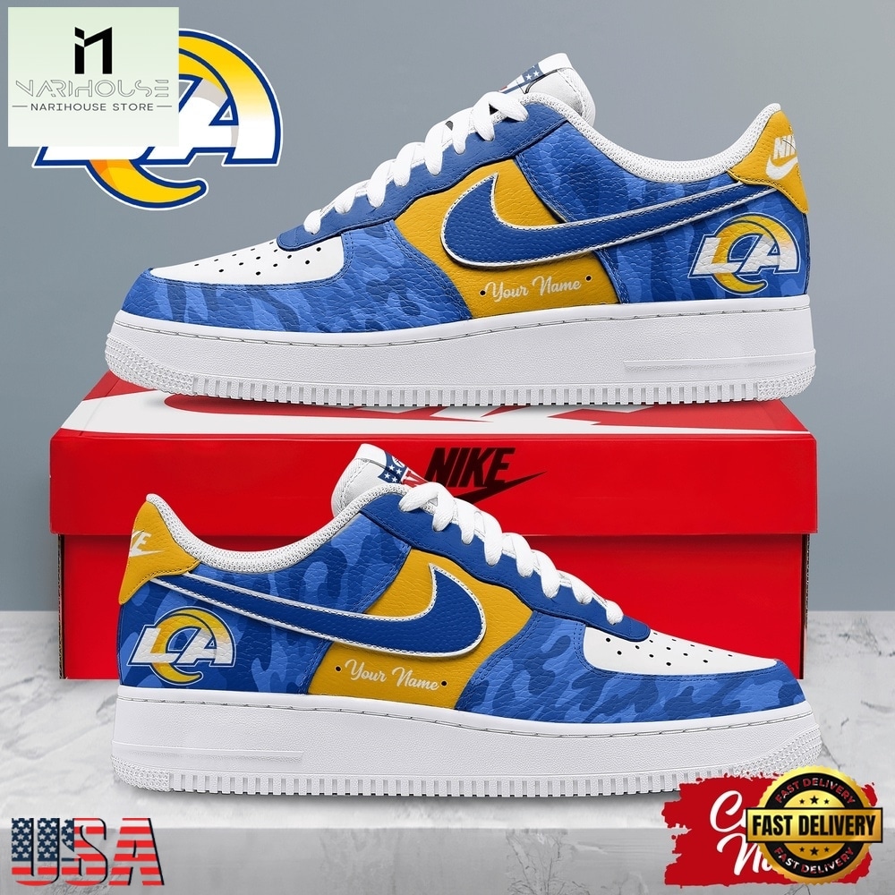 Los Angeles Rams NFL End Zone Energy Custom Air Force 1 Shoes Sneaker, NFL Team AF1 Shoes Los Angeles Rams NFL End Zone Energy Custom Air Force 1 Shoes Sneaker, NFL Team AF1 Shoes