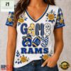 Los Angeles Rams NFL Football Flowers Team Pride V Neck T Shirt, Trendy NFL V Neck Tee Los Angeles Rams Nfl Football Flowers Team Pride V Neck T Shirt