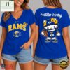 Los Angeles Rams NFL Hello Kitty Football V Neck T Shirt, Trendy NFL V Neck Tee Los Angeles Rams Nfl Hello Kitty Football V Neck T Shirt
