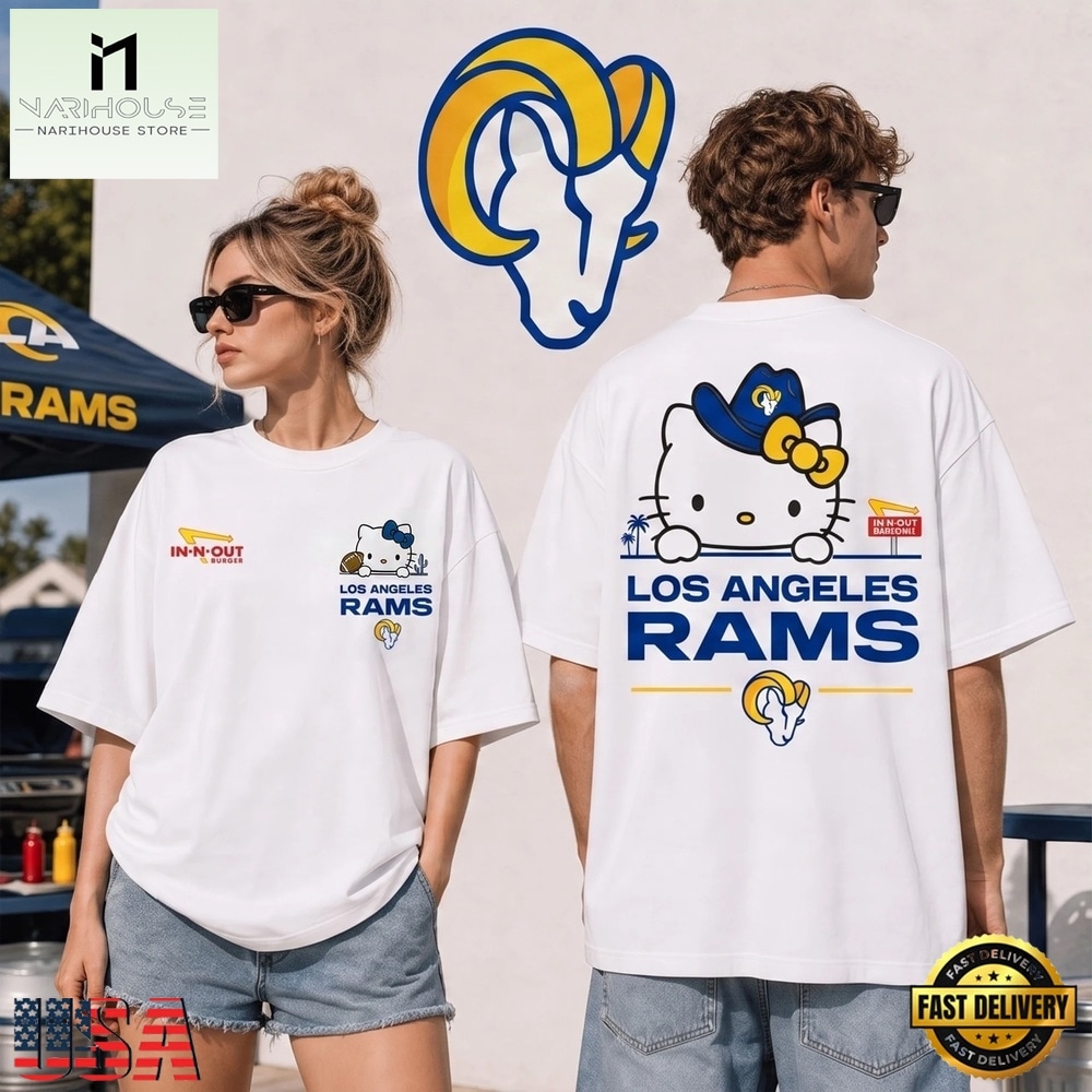 Los Angeles Rams NFL Kitty Burger Game Day Unisex 3D Shirt, NFL Sporty Shirt Los Angeles Rams NFL Kitty Burger Game Day Unisex 3D Shirt, NFL Sporty Shirt