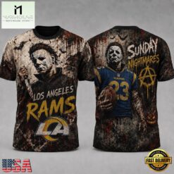 Los Angeles Rams NFL Michael Myers Sunday Nightmares Horror Halloween 3D T Shirt, NFL Sporty Shirt Los Angeles Rams Nfl Michael Myers Sunday Nightmares Horror Halloween 3D T Shirt