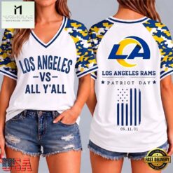 Los Angeles Rams NFL vs All Y' All United We Stand V Neck T Shirt, Trendy NFL V Neck Tee Los Angeles Rams Nfl VS All Y All United WE Stand V Neck T Shirt
