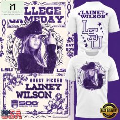 LSU Tigers Football x Lainey Wilson College Game Day 2026 White 3D Shirt, Hot 3D Shirt Trend Lsu Tigers Football X Lainey Wilson College Game Day 2026 White 3D Shirt