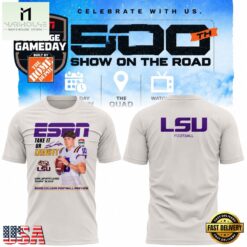 LSU Tigers Football x Sam Leavitt 500th College Game Day T Shirt, Hot 3D Shirt Trend Lsu Tigers Football X Sam Leavitt 500th College Game Day T Shirt