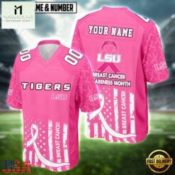 LSU Tigers NCAA Breast Cancer Awareness Month 2026 Football Jersey, Trending Football Shirt Lsu Tigers Ncaa Breast Cancer Awareness Month 2026 Football Jersey
