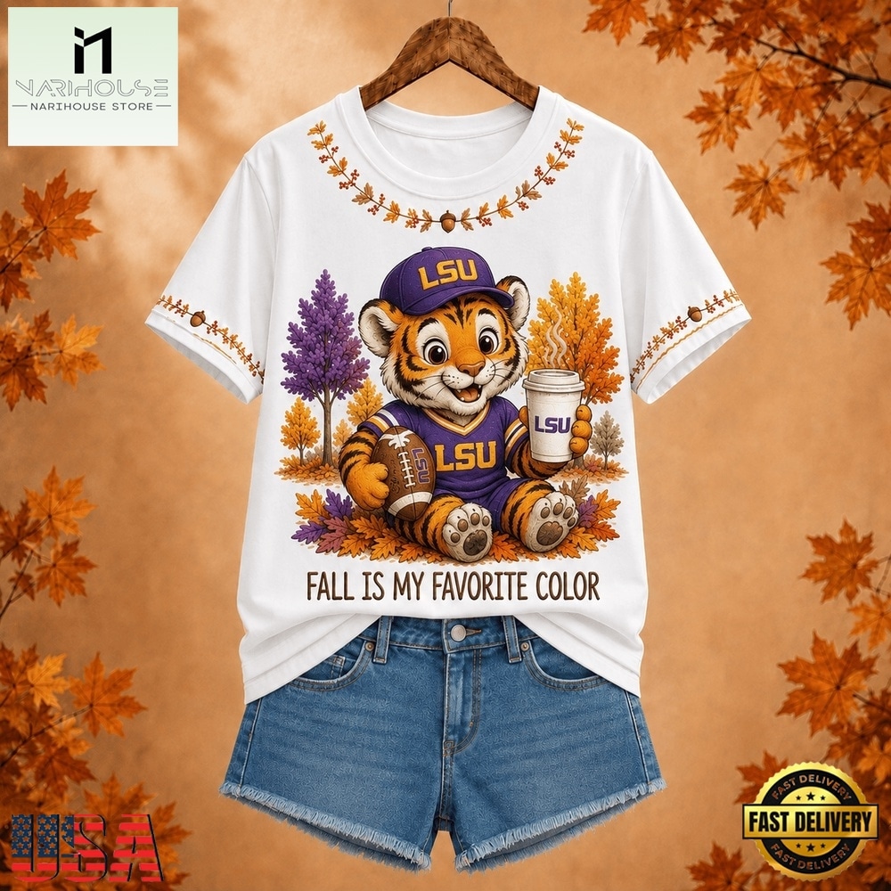 LSU Tigers NCAA Fall Is My Favorite Color Football Unisex 3D Shirt, NCAA College 3D Shirt Lsu Tigers Ncaa Fall IS MY Favorite Color Football Unisex 3D Shirt