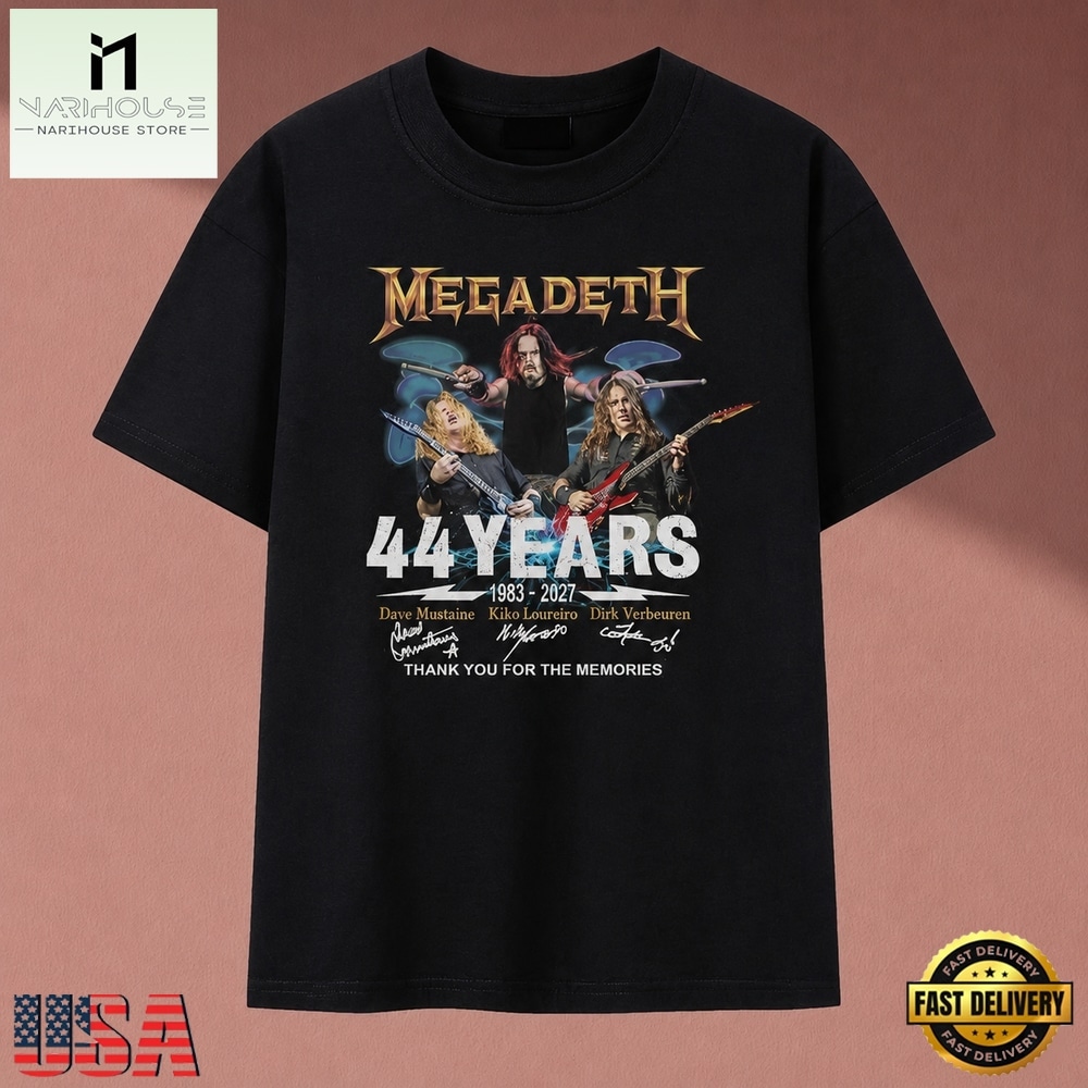 Megadeth 44 Years 1983 2027 Band Signatures Heavy Metal T Shirt, Music Fan 2D Shirt Megadeth 44 Years 1983 2027 Band Signatures Heavy Metal T Shirt, Music Fan 2D Shirt
