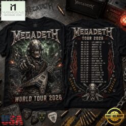 Megadeth World Tour 2026 Thrash Metal Vintage 3D Shirt, Popular 3D Music Tee Megadeth World Tour 2026 Thrash Metal Vintage 3D Shirt