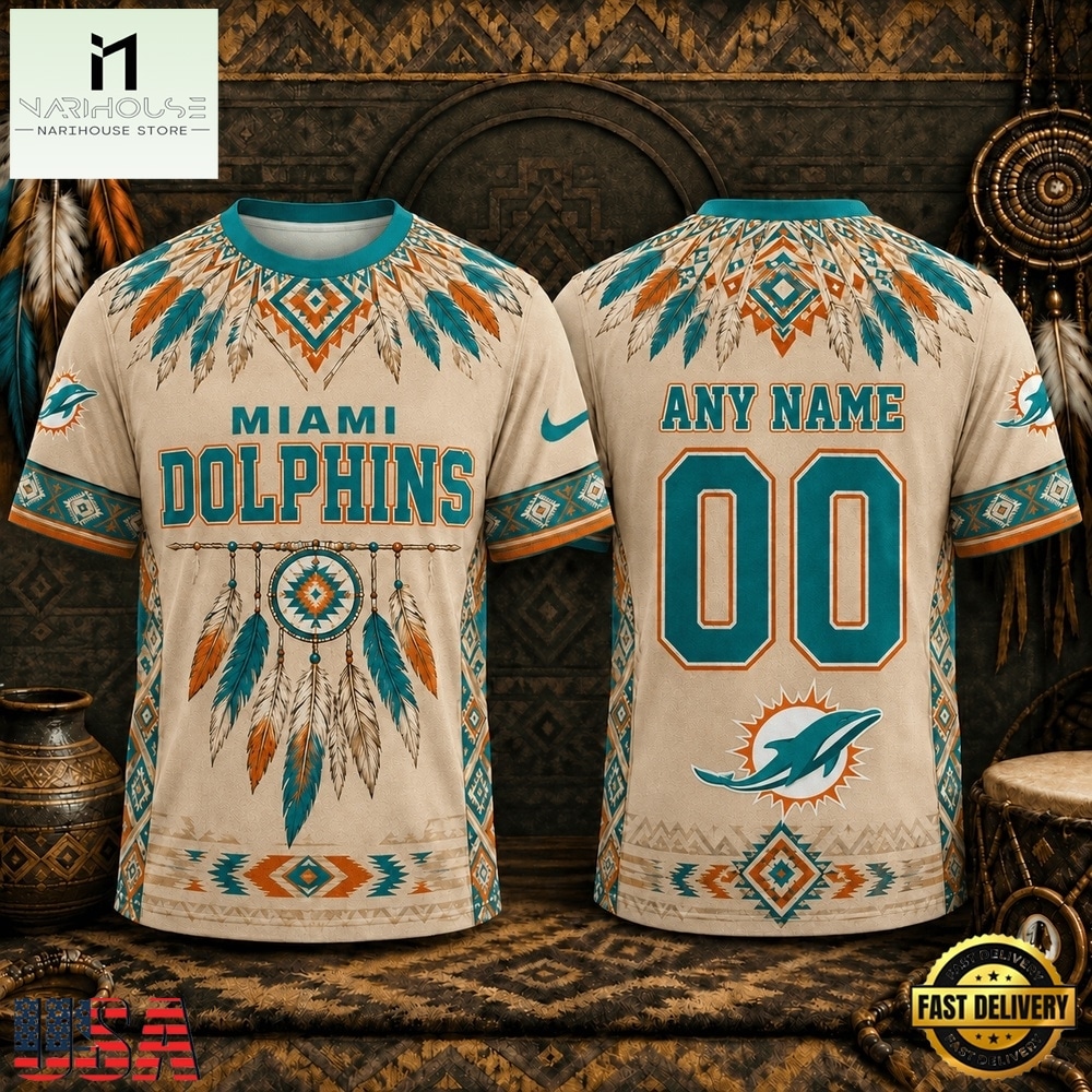 Miami Dolphins 2026 NFL Native American Heritage 3D Shirt, NFL Sporty Shirt Miami Dolphins 2026 NFL Native American Heritage 3D Shirt, NFL Sporty Shirt