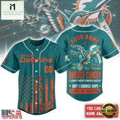 Miami Dolphins NFL Breast Cancer Hope Over Fear Baseball Jersey, NFL Game Day Jersey Miami Dolphins Nfl Breast Cancer Hope Over Fear Baseball Jersey