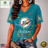 Miami Dolphins NFL Different, Not Less Autism Awareness V neck T Shirt, Trendy NFL V Neck Tee Miami Dolphins Nfl Different Not Less Autism Awareness V Neck T Shirt