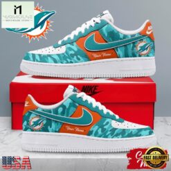 Miami Dolphins NFL End Zone Energy Custom Air Force 1 Shoes Sneaker, NFL Team AF1 Shoes Miami Dolphins Nfl End Zone Energy Custom Air Force 1 Shoes Sneaker