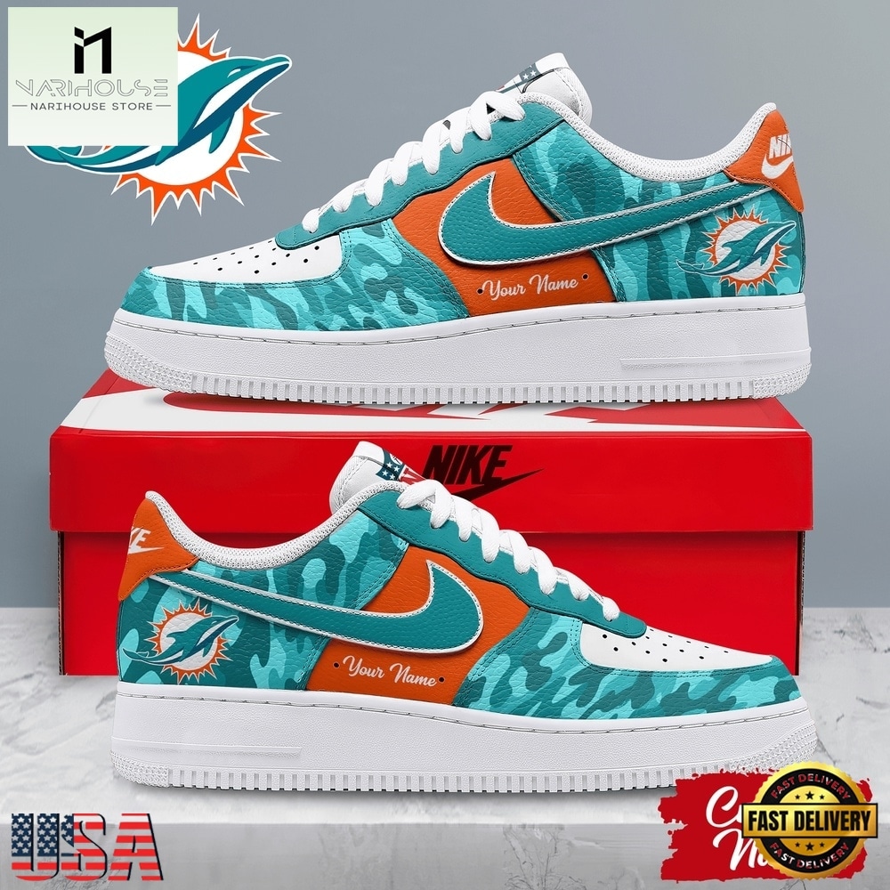 Miami Dolphins NFL End Zone Energy Custom Air Force 1 Shoes Sneaker, NFL Team AF1 Shoes Miami Dolphins NFL End Zone Energy Custom Air Force 1 Shoes Sneaker, NFL Team AF1 Shoes