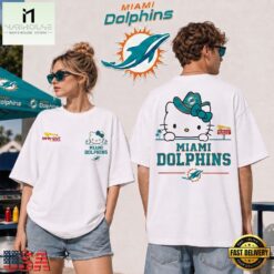 Miami Dolphins NFL Kitty Burger Game Day Unisex 3D Shirt, NFL Sporty Shirt Miami Dolphins Nfl Kitty Burger Game Day Unisex 3D Shirt