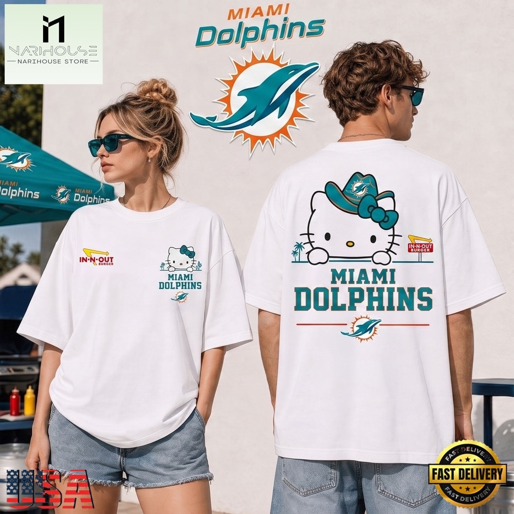 Miami Dolphins NFL Kitty Burger Game Day Unisex 3D Shirt, NFL Sporty Shirt Miami Dolphins NFL Kitty Burger Game Day Unisex 3D Shirt, NFL Sporty Shirt