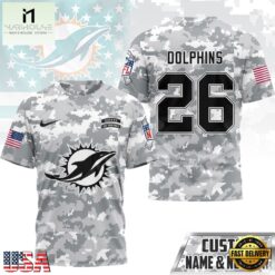 Miami Dolphins NFL Salute to Service Custom Name & Number Camo 3D Shirt, NFL Sporty Shirt Miami Dolphins Nfl Salute TO Service Custom Name Number Camo 3D Shirt