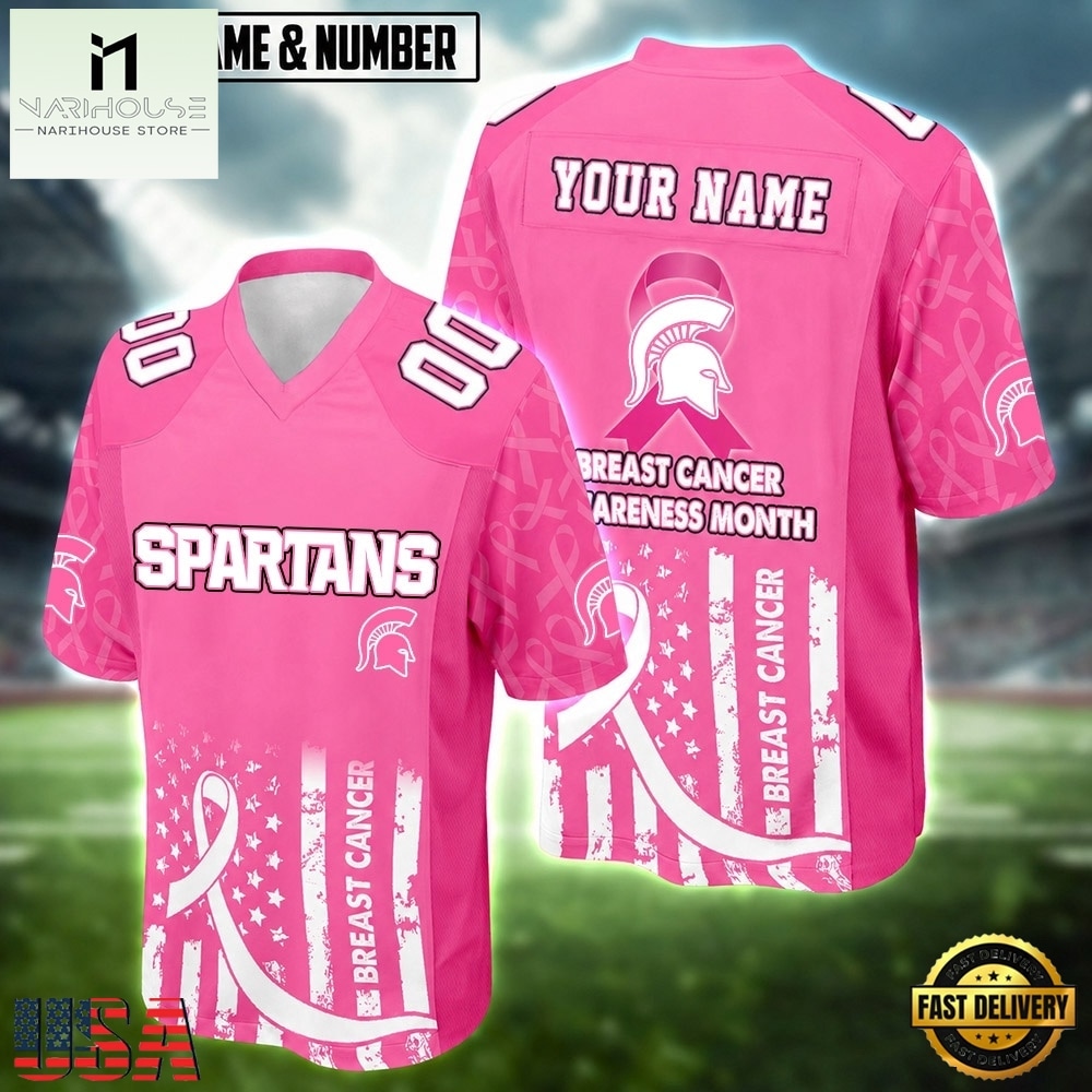 Michigan State Spartans NCAA Breast Cancer Awareness Month 2026 Football Jersey, Trending Football Shirt Michigan State Spartans NCAA Breast Cancer Awareness Month 2026 Football Jersey, Trending Football Shirt
