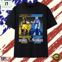 Michigan Wolverines Saturdays Detroit Lions Sundays Aidan Hutchinson T Shirt, Stylish 2D Graphic Shirt Michigan Wolverines Saturdays Detroit Lions Sundays Aidan Hutchinson T Shirt