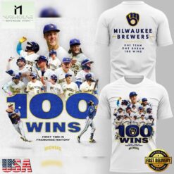 Milwaukee Brewers 100 Wins T Shirt, Hot 3D Shirt Trend Milwaukee Brewers 100 Wins T Shirt