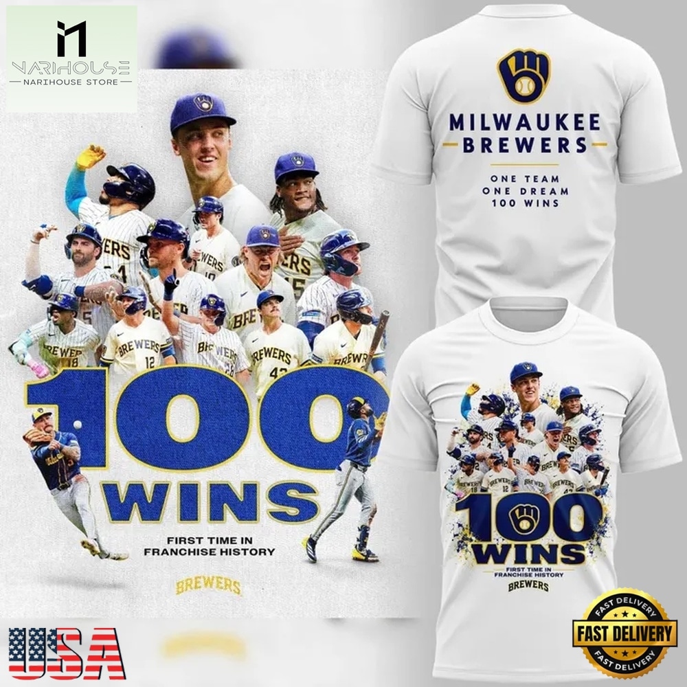 Milwaukee Brewers 100 Wins T Shirt, Hot 3D Shirt Trend Milwaukee Brewers 100 Wins T Shirt, Hot 3D Shirt Trend