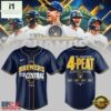 Milwaukee Brewers The FIRST 4 Peat in NL Central History Baseball Jersey, Stylish Baseball Jersey Milwaukee Brewers The First 4 Peat IN NL Central History Baseball Jersey