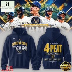 Milwaukee Brewers The FIRST 4 Peat in NL Central History Hoodie, Hot 3D Shirt Trend Milwaukee Brewers The First 4 Peat IN NL Central History Hoodie