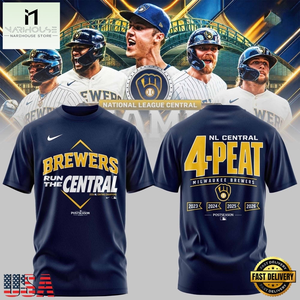 Milwaukee Brewers The FIRST 4 Peat in NL Central History T Shirt, Hot 3D Shirt Trend Milwaukee Brewers The FIRST 4 Peat in NL Central History T Shirt, Hot 3D Shirt Trend