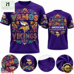 Minnesota Vikings 2026 Latino Heritage Month Graphic T Shirt, Hot 3D Shirt Trend Minnesota Vikings 2026 Latino Heritage Month Graphic T Shirt