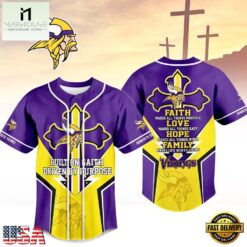Minnesota Vikings NFL Blessed Beyond The Score Baseball Jersey, NFL Game Day Jersey Minnesota Vikings Nfl Blessed Beyond The Score Baseball Jersey
