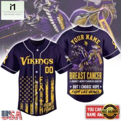 Minnesota Vikings NFL Breast Cancer Hope Over Fear Baseball Jersey, NFL Game Day Jersey Minnesota Vikings Nfl Breast Cancer Hope Over Fear Baseball Jersey