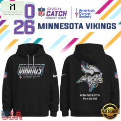 Minnesota Vikings NFL Crucial Catch 2026 Limited Edition Black Hoodie Shirt, NFL Sporty Shirt Minnesota Vikings Nfl Crucial Catch 2026 Limited Edition Black Hoodie Shirt
