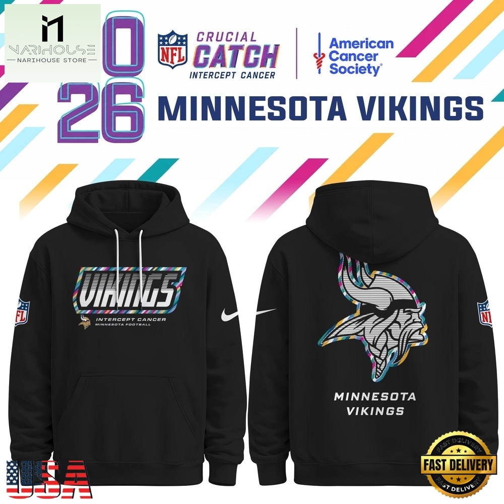 Minnesota Vikings NFL Crucial Catch 2026 Limited Edition Black Hoodie Shirt, NFL Sporty Shirt Minnesota Vikings NFL Crucial Catch 2026 Limited Edition Black Hoodie Shirt, NFL Sporty Shirt