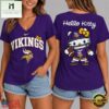Minnesota Vikings NFL Hello Kitty Football V Neck T Shirt, Trendy NFL V Neck Tee Minnesota Vikings Nfl Hello Kitty Football V Neck T Shirt