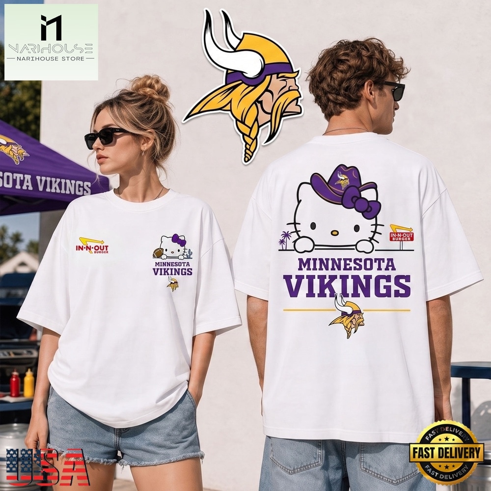 Minnesota Vikings NFL Kitty Burger Game Day Unisex 3D Shirt, NFL Sporty Shirt Minnesota Vikings NFL Kitty Burger Game Day Unisex 3D Shirt, NFL Sporty Shirt